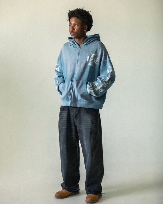 Blue Biker Hoodie