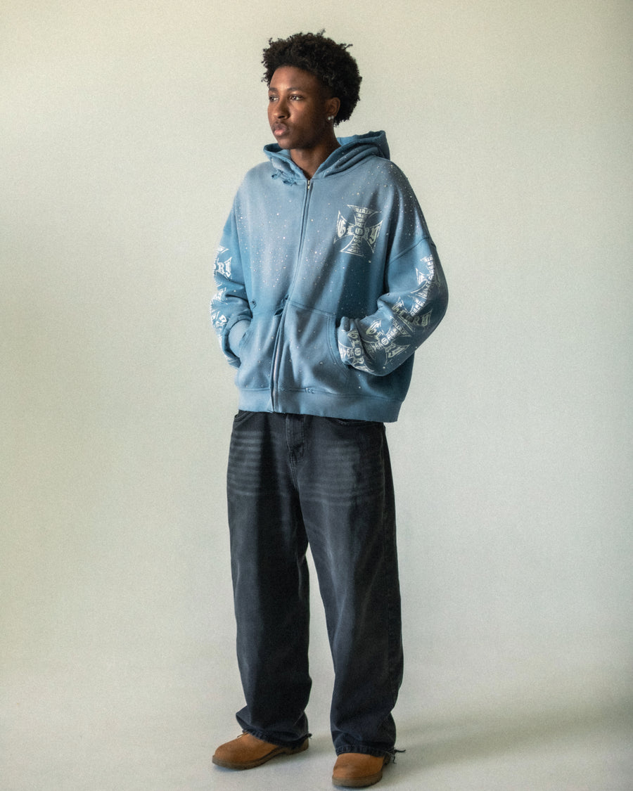 Blue Biker Hoodie